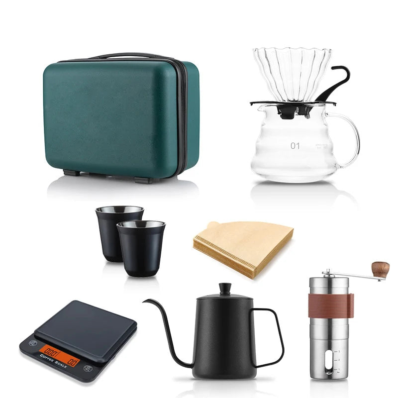 V60 Coffee Maker Coffee Set 8 Pcs Drip Coffee Maker Kit Suitcase