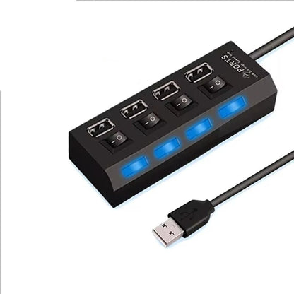 محول تمديد USB 2.0 مزود بـ 7 منافذ، محول تمديد USB للكمبيوتر الشخصي والكمبيوتر المحمول وسطح المكتب