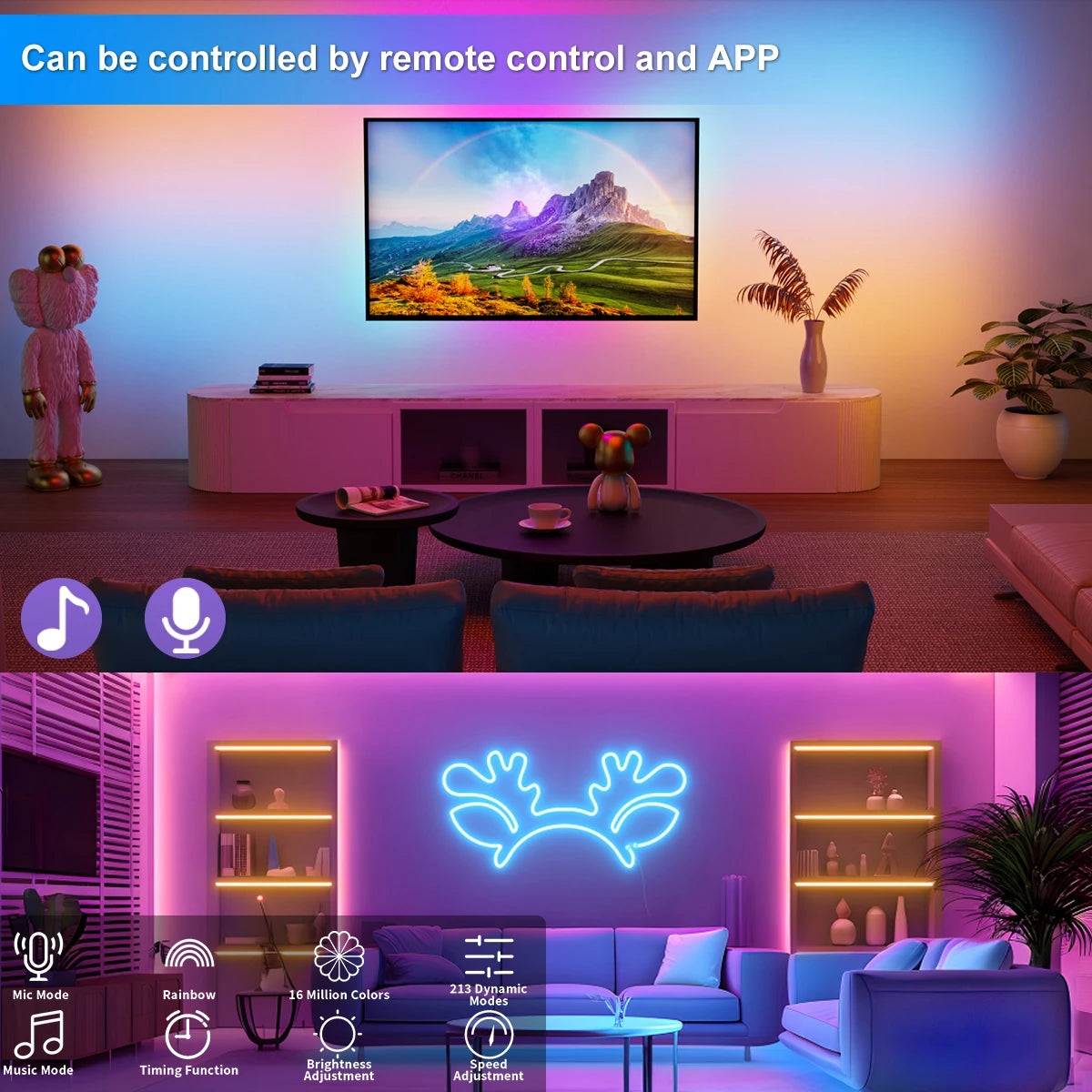 5V LED Strip Lights Bluetooth RGBIC Neon Strip Remote Control With DIY Changing Ambient Light - Nix Store