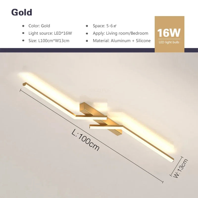 Modern LED Line Ceiling Lamp modern Master  Gold Black Ceiling Lights Illumination - Nix Store