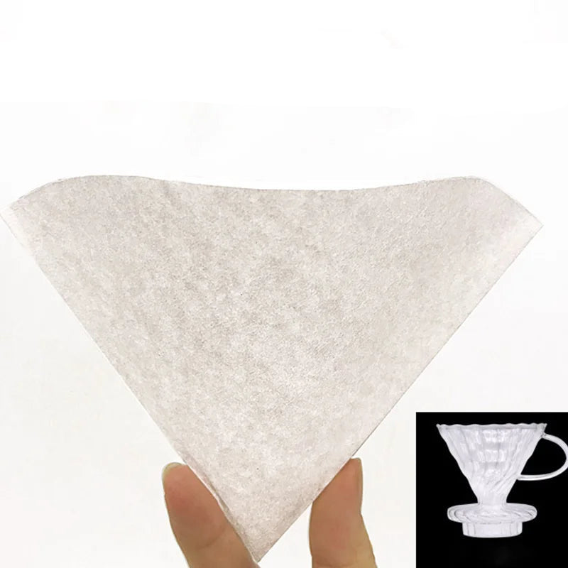 50pcs Coffee Paper Filter V-Shaped Hand Drip Brew Coffee Filter