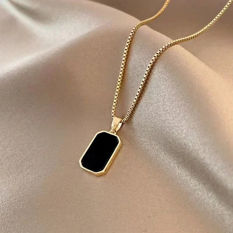 Fashion Square Necklace for Women Korean Black - Nix Store