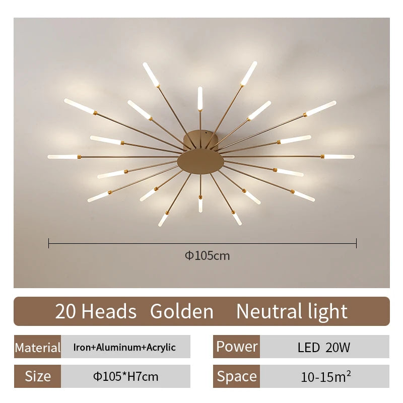 Room Light Led Ceiling Lamp Lighting Acrylic Nordic Creative Fireworks Bedroom Fixture Home Decor Kids Room - Nix Store