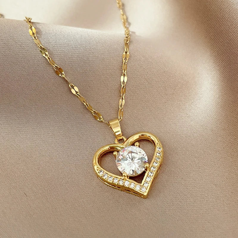 Heart Shape Gemstone Necklace for Women - Nix Store