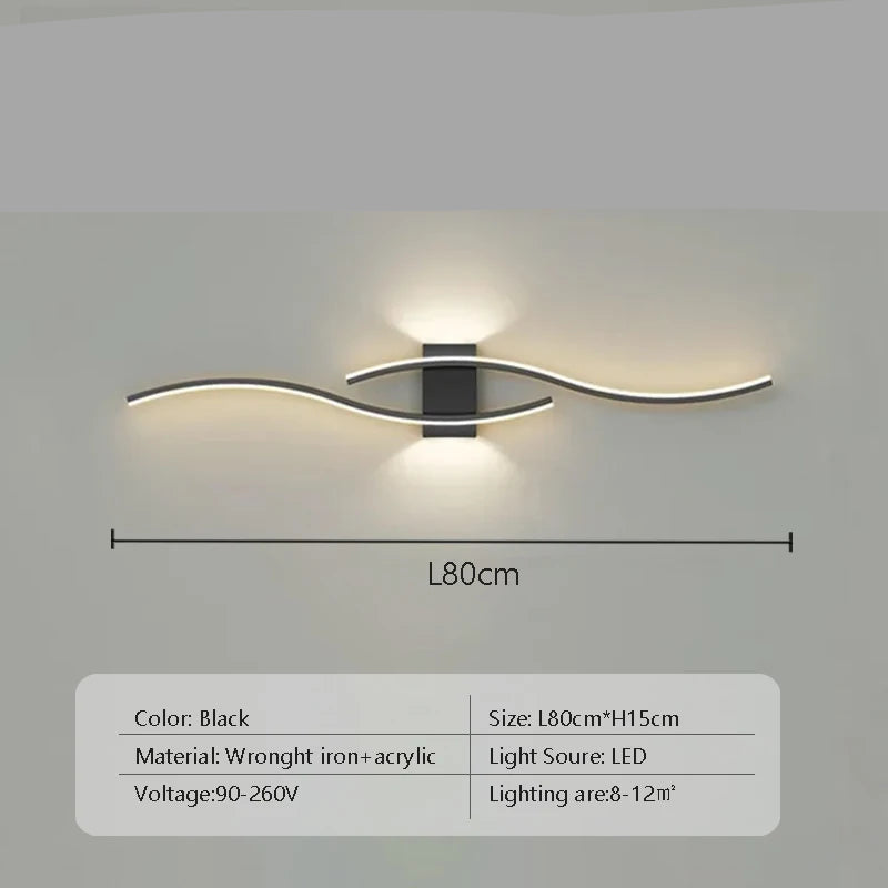 Modern LED Strip Wall Lamp Double Curve Remote Control - Nix Store