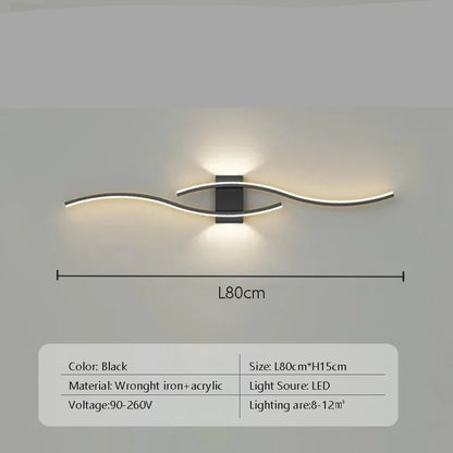 Modern LED Strip Wall Lamp Double Curve Remote Control - Nix Store