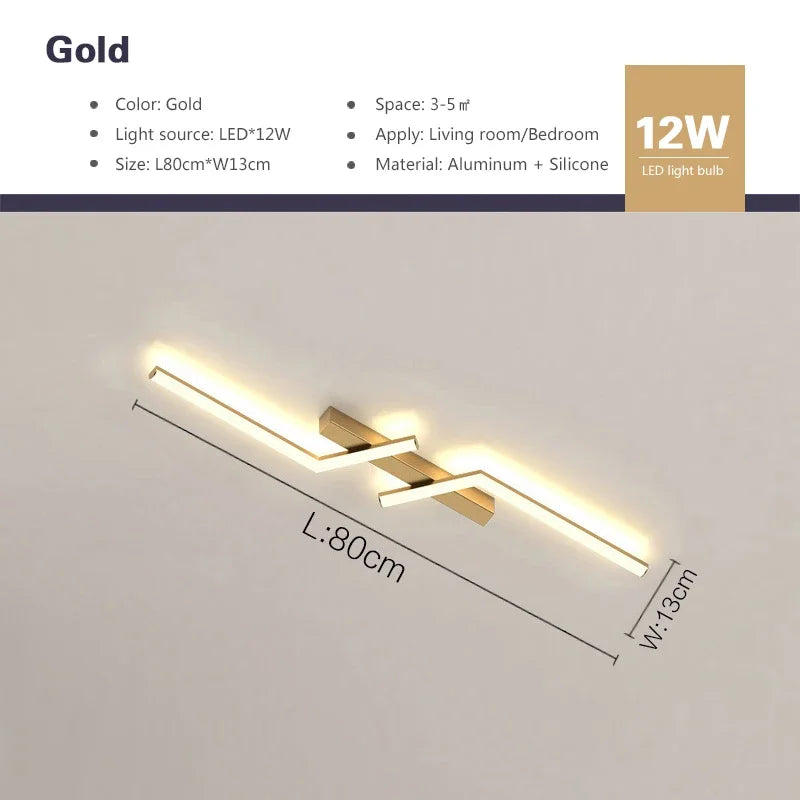 Modern LED Line Ceiling Lamp modern Master  Gold Black Ceiling Lights Illumination - Nix Store