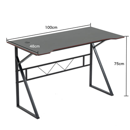 K-shaped Computer Table with LED Strip Carbon Fiber Surface