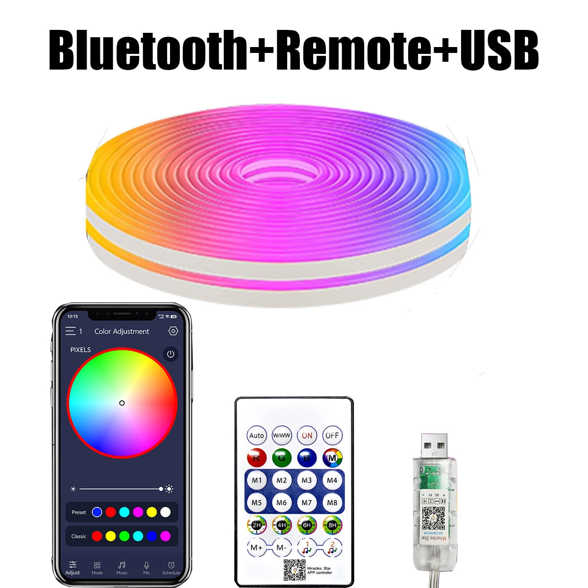 5V LED Strip Lights Bluetooth RGBIC Neon Strip Remote Control With DIY Changing Ambient Light - Nix Store