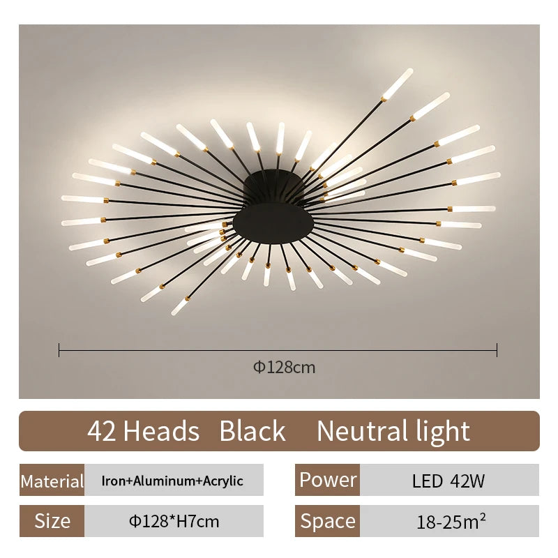 Room Light Led Ceiling Lamp Lighting Acrylic Nordic Creative Fireworks Bedroom Fixture Home Decor Kids Room - Nix Store