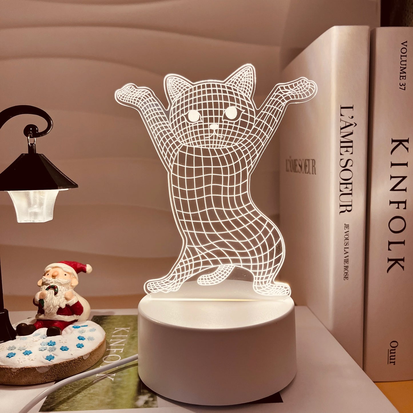 1pc Cute Cat  3D Night Light, 3D Optical Touch, 7-Color Changing Ambient Light For Bedroom