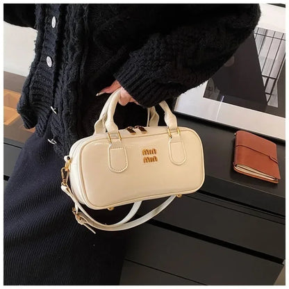 Pu Solid Color Zipper Casual Shoulder Bags Large Capacity Crossbody Bags Versatile Sewing Thread Women's Handbags - Nix Store