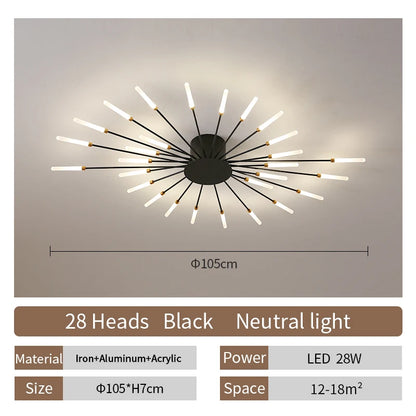 Room Light Led Ceiling Lamp Lighting Acrylic Nordic Creative Fireworks Bedroom Fixture Home Decor Kids Room - Nix Store