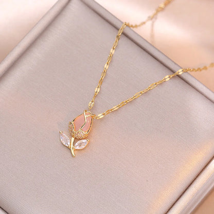 Elegant and high quality tulip flower necklace - Nix Store