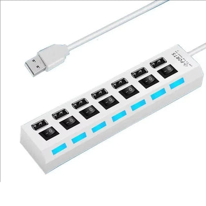 محول تمديد USB 2.0 مزود بـ 7 منافذ، محول تمديد USB للكمبيوتر الشخصي والكمبيوتر المحمول وسطح المكتب