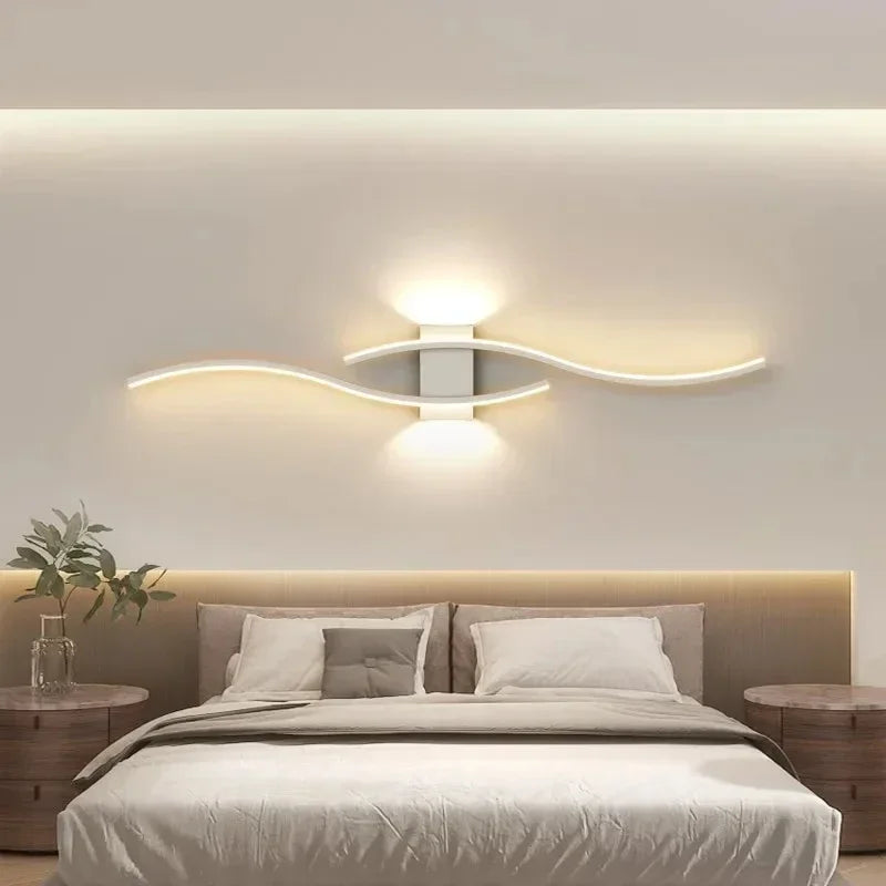 Modern LED Strip Wall Lamp Double Curve Remote Control - Nix Store