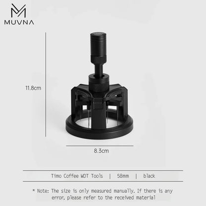 MUVNA Adjustable Even Coffee Stirring Distribution Tool Rotatable Espresso Hand Tampers 51/54/58mm Bespoke Coffee Distributor