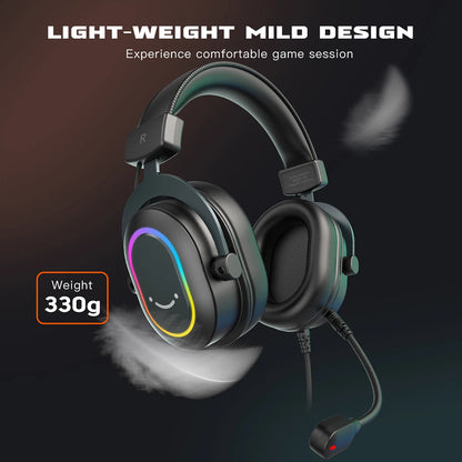 Fifine Dynamic RGB Gaming Headset with Mic Over-Ear Headphones 7.1 Surround Sound PC PS4 PS5 3 EQ Options Game Movie Music - Nix Store