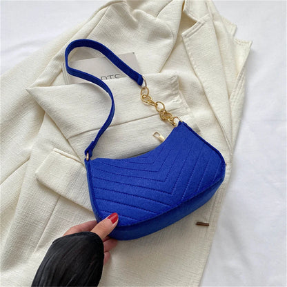 New Brand Women Retro Underarm Bag Felt Solid Color Shoulder Bag Casual Purse Bag Simple Crossbody Bag - Nix Store