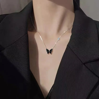 Black Butterfly Pendant Necklace for Women Personality Light Luxury Clavicle Chain Fashion Collar Chain Jewellery 목걸이 - Nix Store