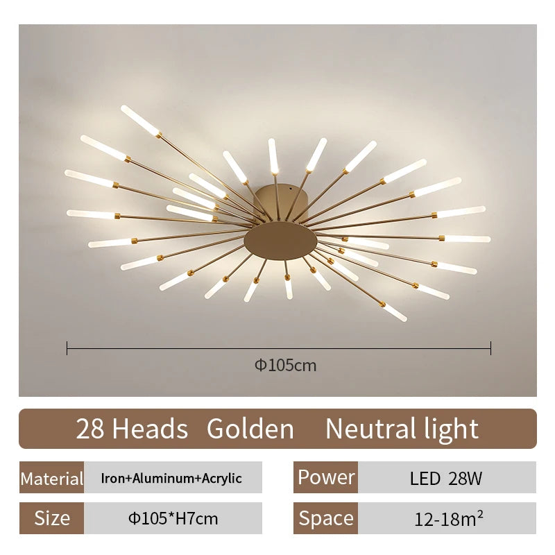 Room Light Led Ceiling Lamp Lighting Acrylic Nordic Creative Fireworks Bedroom Fixture Home Decor Kids Room - Nix Store