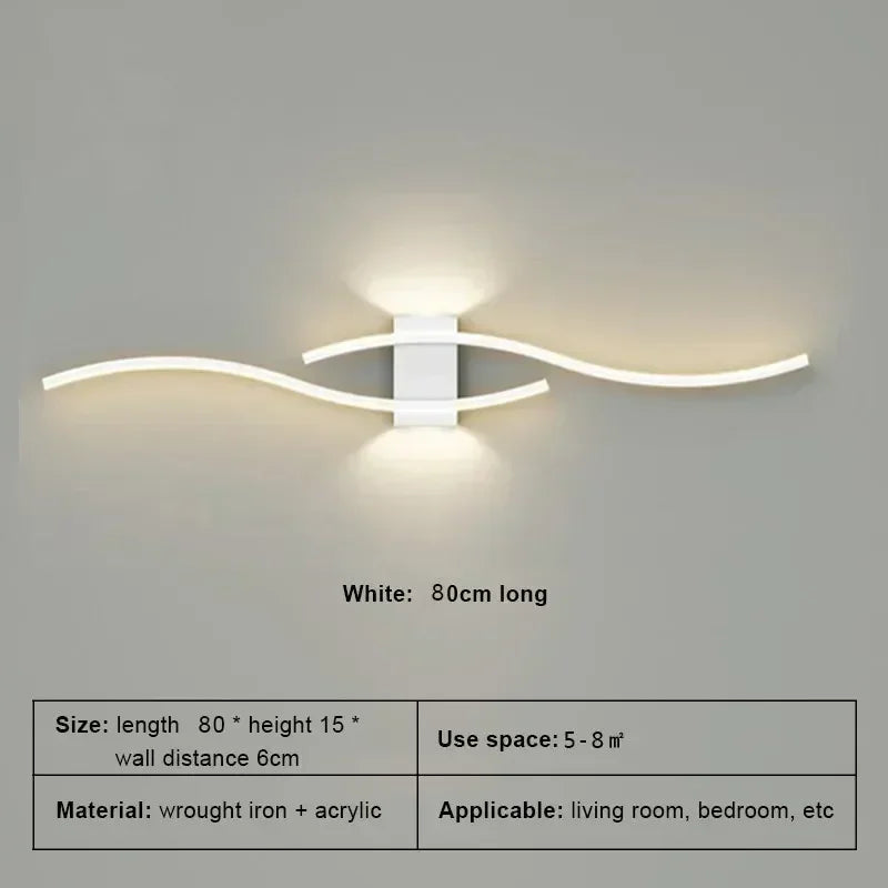 Modern LED Strip Wall Lamp Double Curve Remote Control - Nix Store