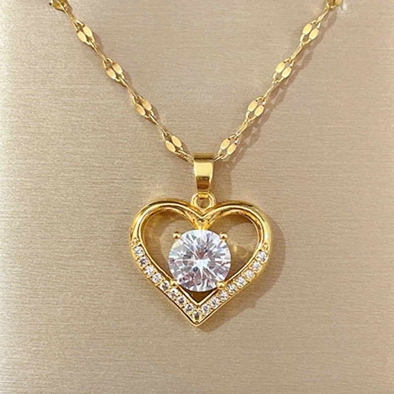 Heart Shape Gemstone Necklace for Women - Nix Store