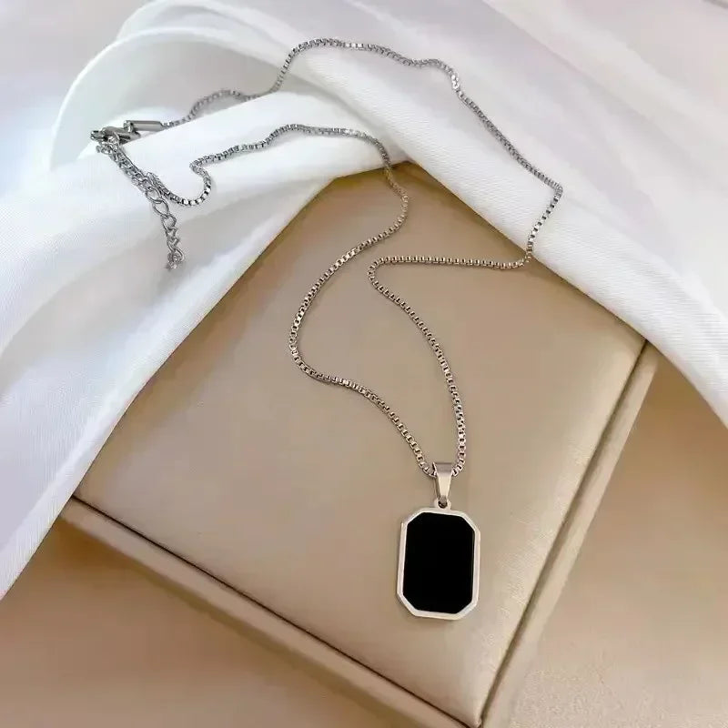 Fashion Square Necklace for Women Korean Black - Nix Store