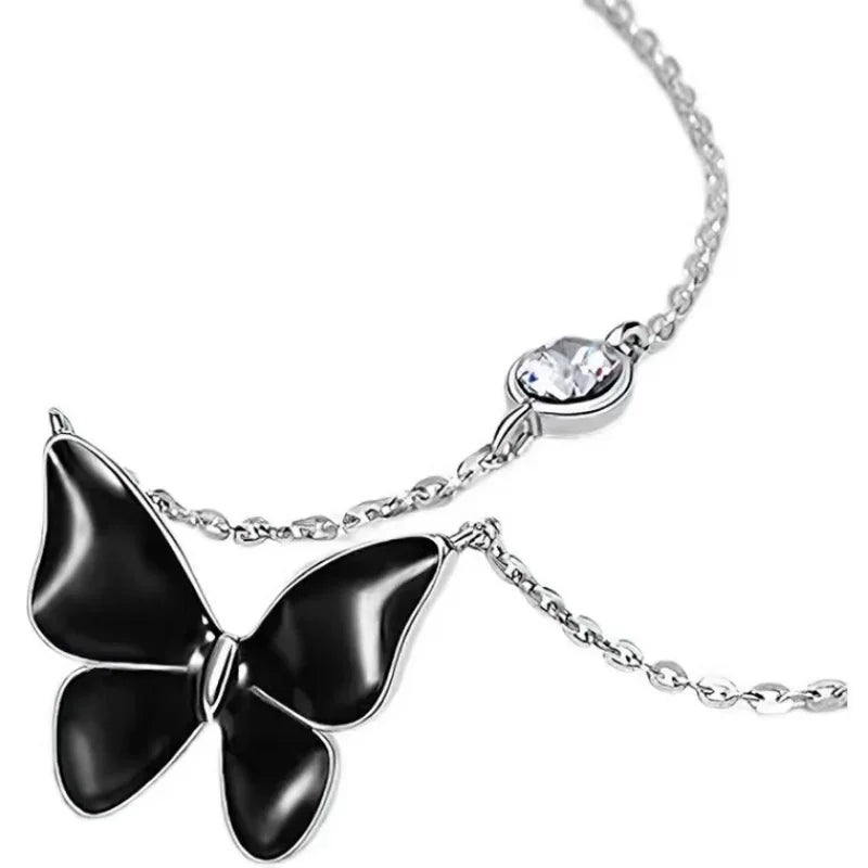 Black Butterfly Pendant Necklace for Women Personality Light Luxury Clavicle Chain Fashion Collar Chain Jewellery 목걸이 - Nix Store