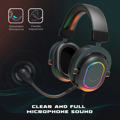 Fifine Dynamic RGB Gaming Headset with Mic Over-Ear Headphones 7.1 Surround Sound PC PS4 PS5 3 EQ Options Game Movie Music - Nix Store