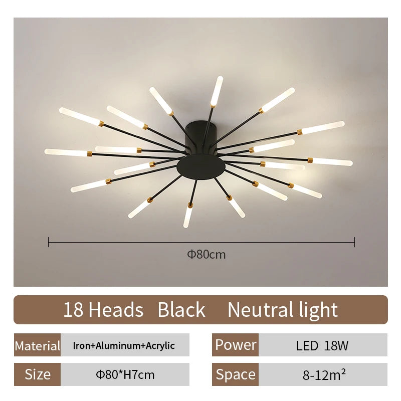 Room Light Led Ceiling Lamp Lighting Acrylic Nordic Creative Fireworks Bedroom Fixture Home Decor Kids Room - Nix Store