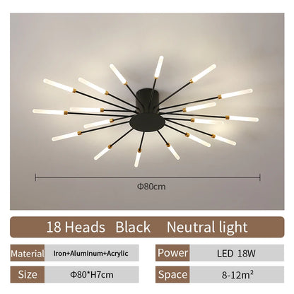 Room Light Led Ceiling Lamp Lighting Acrylic Nordic Creative Fireworks Bedroom Fixture Home Decor Kids Room - Nix Store