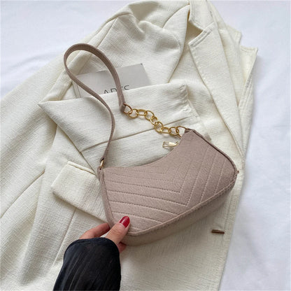 New Brand Women Retro Underarm Bag Felt Solid Color Shoulder Bag Casual Purse Bag Simple Crossbody Bag - Nix Store