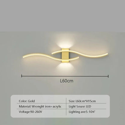 Modern LED Strip Wall Lamp Double Curve Remote Control - Nix Store