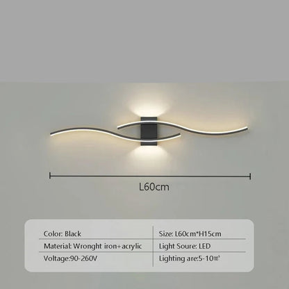 Modern LED Strip Wall Lamp Double Curve Remote Control - Nix Store