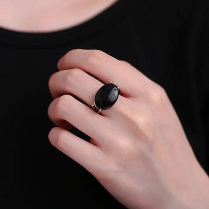 Silver and agate ring for men - Nix Store