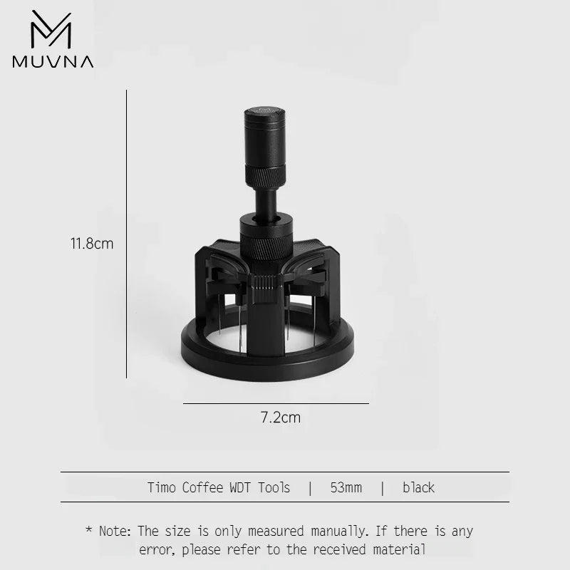 MUVNA Adjustable Even Coffee Stirring Distribution Tool Rotatable Espresso Hand Tampers 51/54/58mm Bespoke Coffee Distributor