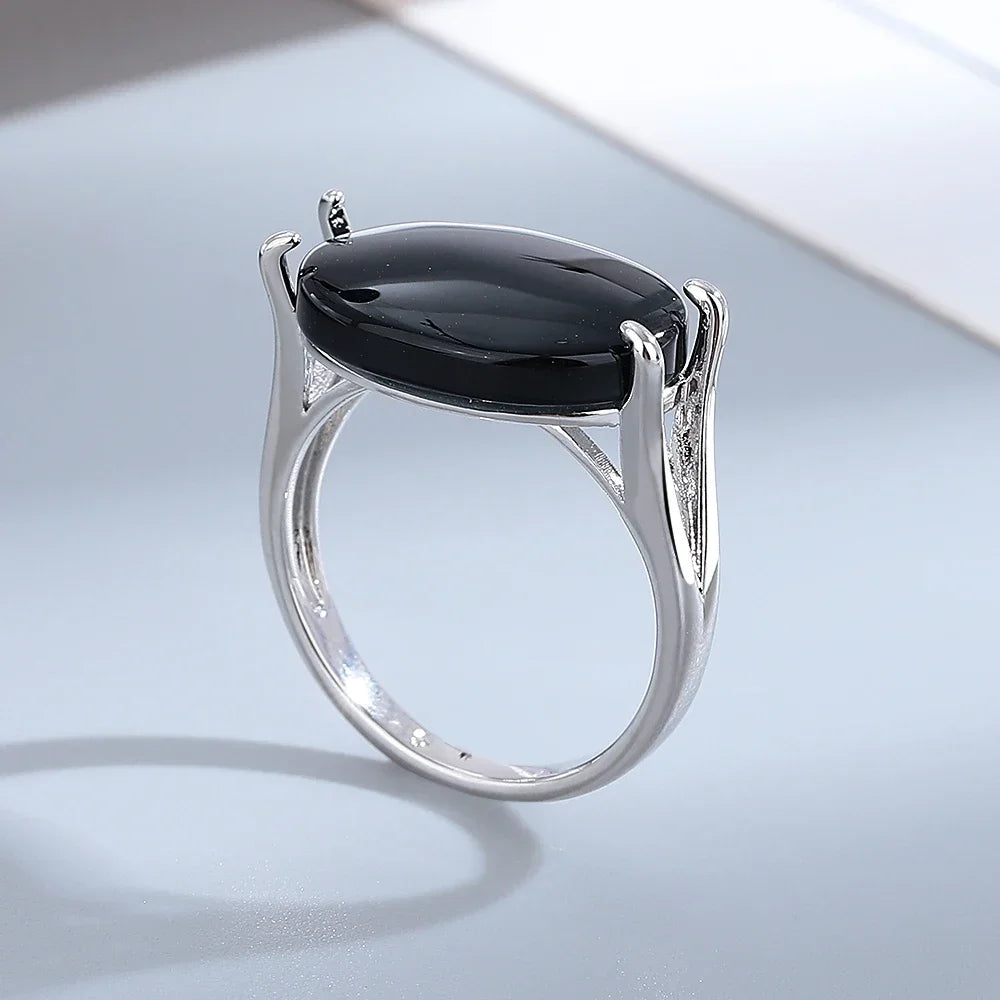 Silver and agate ring for men - Nix Store