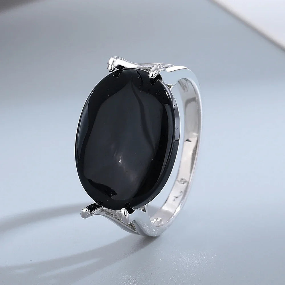 Silver and agate ring for men - Nix Store