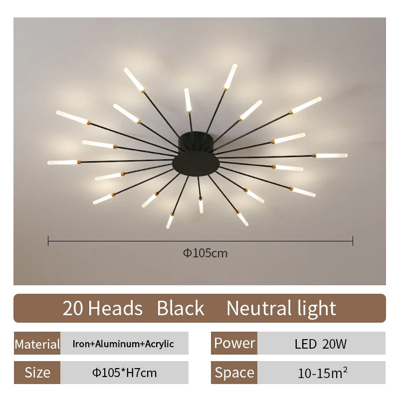 Room Light Led Ceiling Lamp Lighting Acrylic Nordic Creative Fireworks Bedroom Fixture Home Decor Kids Room - Nix Store